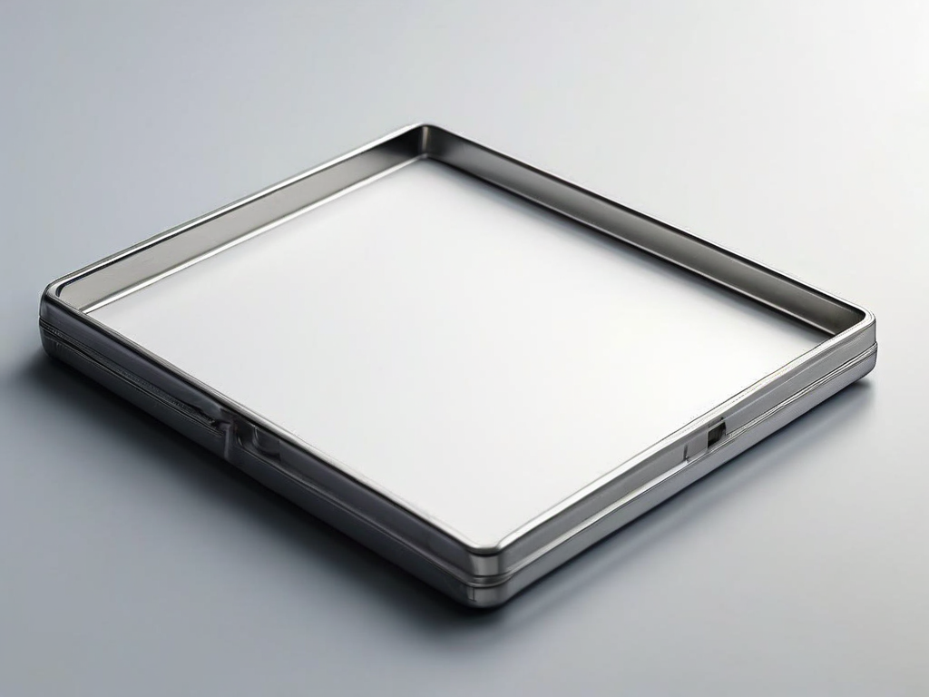 Blank divider cards in a brushed metal storage tray, organized references on a sunlit surface.