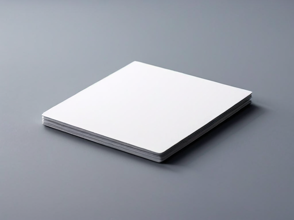 A single blank card removed from a stack of divider cards on a matte gray surface, soft side light, clean shadow.
